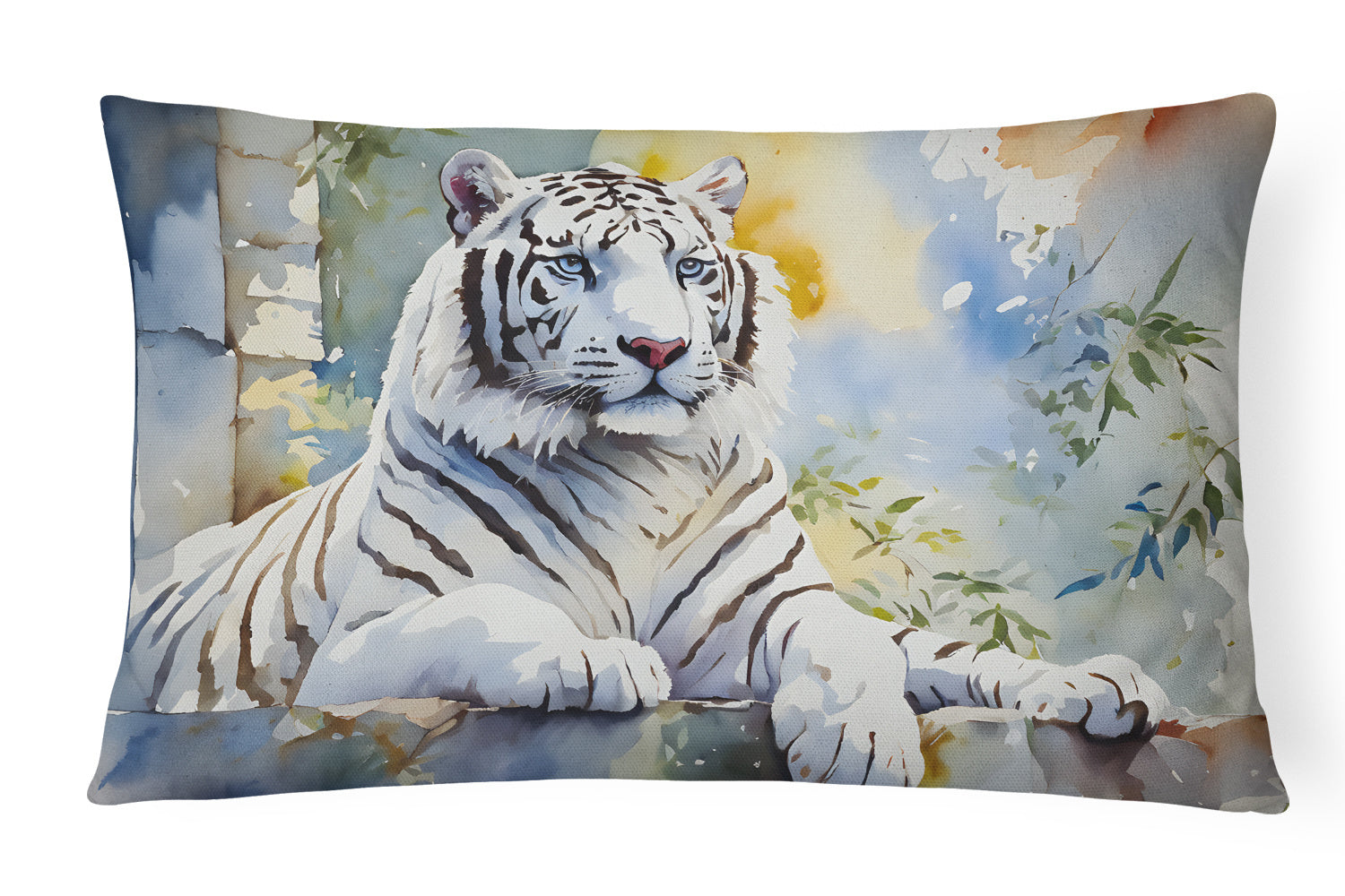 NEW Watercolor Wildlife Throw Pillow Throw Pillow for Indoor Couch Bed Outdoor Patio Washable, Tiger White 3000,12Hx16W