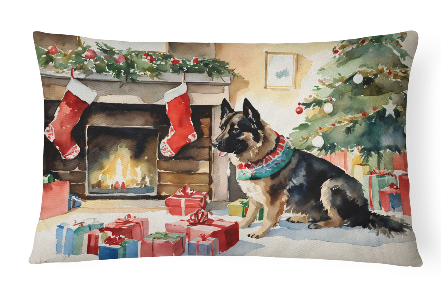 Cozy Christmas Throw Pillow Throw Pillow for Indoor Couch Bed Outdoor Patio Washable, Norwegian Buhund 2711,12Hx16W