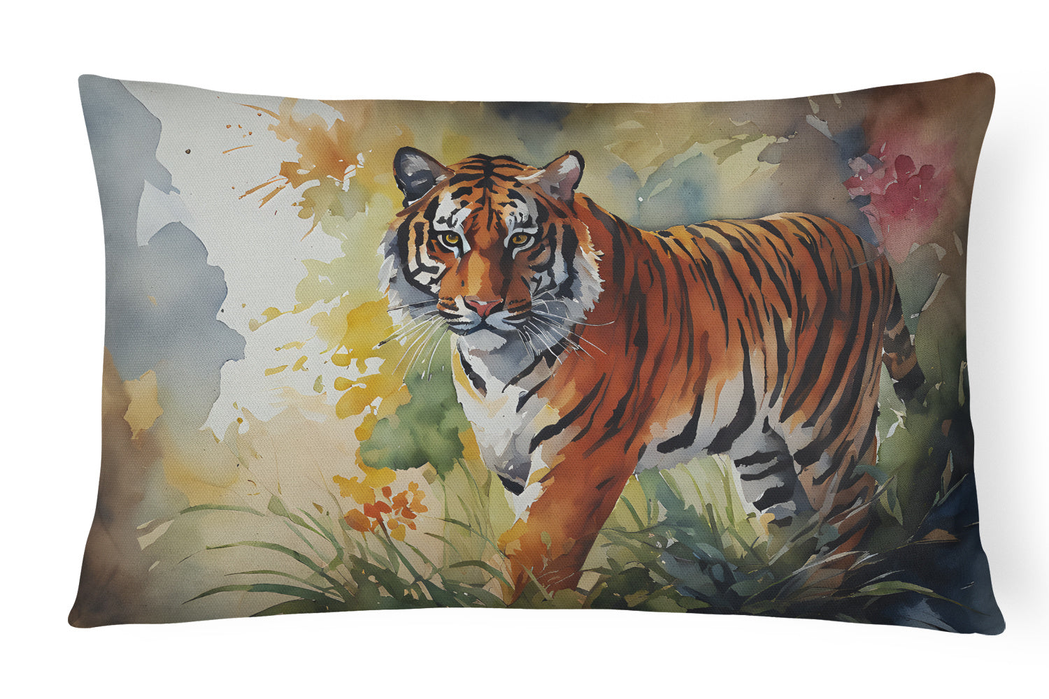 NEW Watercolor Wildlife Throw Pillow Throw Pillow for Indoor Couch Bed Outdoor Patio Washable, Bengal Tiger 2877,12Hx16W