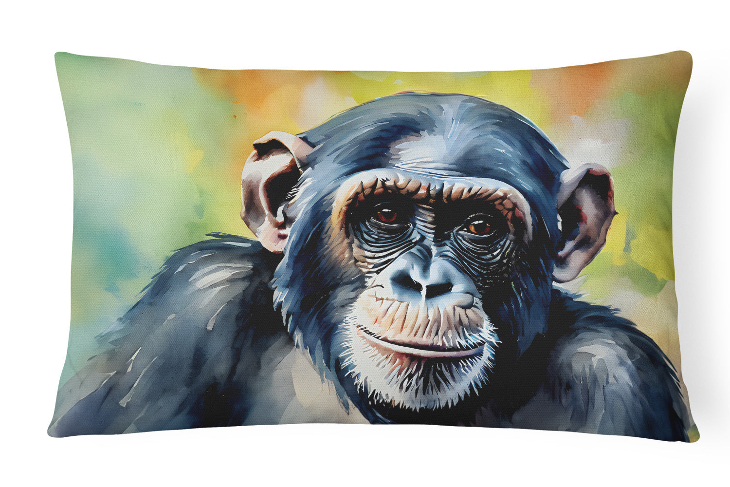 NEW Watercolor Wildlife Throw Pillow Throw Pillow for Indoor Couch Bed Outdoor Patio Washable, Chimpanzee 2893,12Hx16W