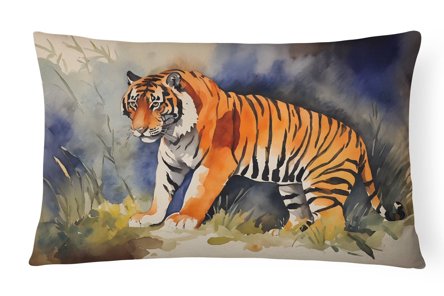 NEW Watercolor Wildlife Throw Pillow Throw Pillow for Indoor Couch Bed Outdoor Patio Washable, Bengal Tiger 2881,12Hx16W