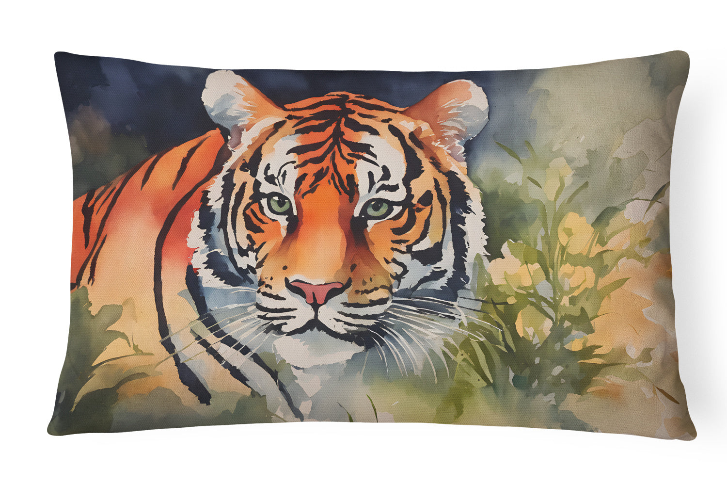 NEW Watercolor Wildlife Throw Pillow Throw Pillow for Indoor Couch Bed Outdoor Patio Washable, Tiger 2992,12Hx16W