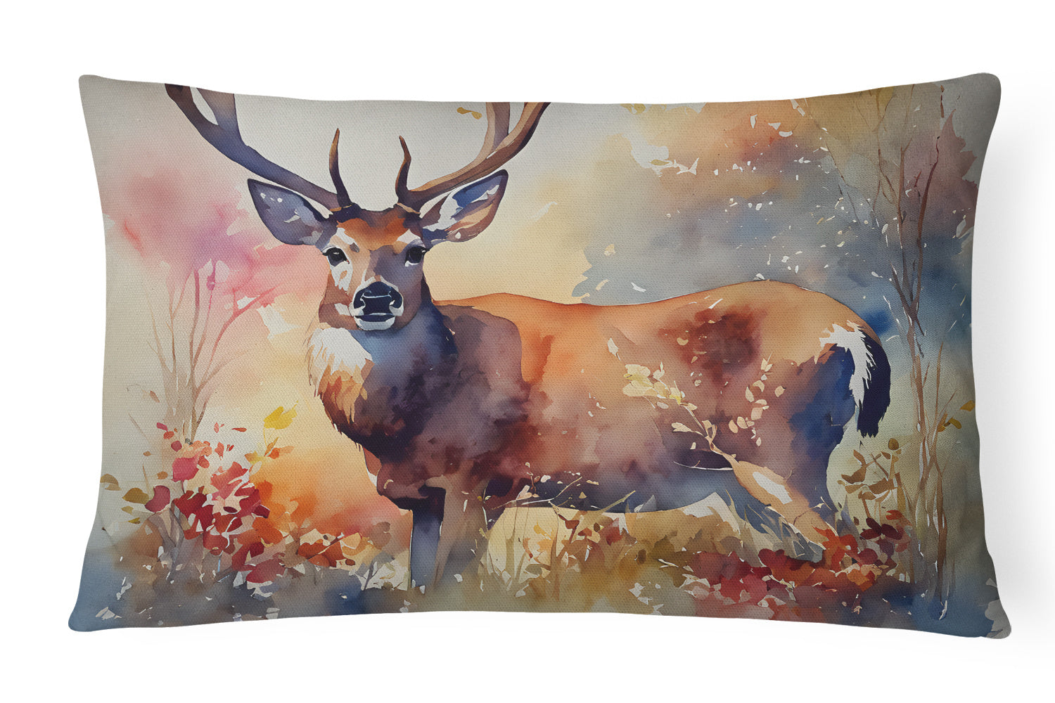 NEW Watercolor Wildlife Throw Pillow Throw Pillow for Indoor Couch Bed Outdoor Patio Washable, Deer 2903,12Hx16W