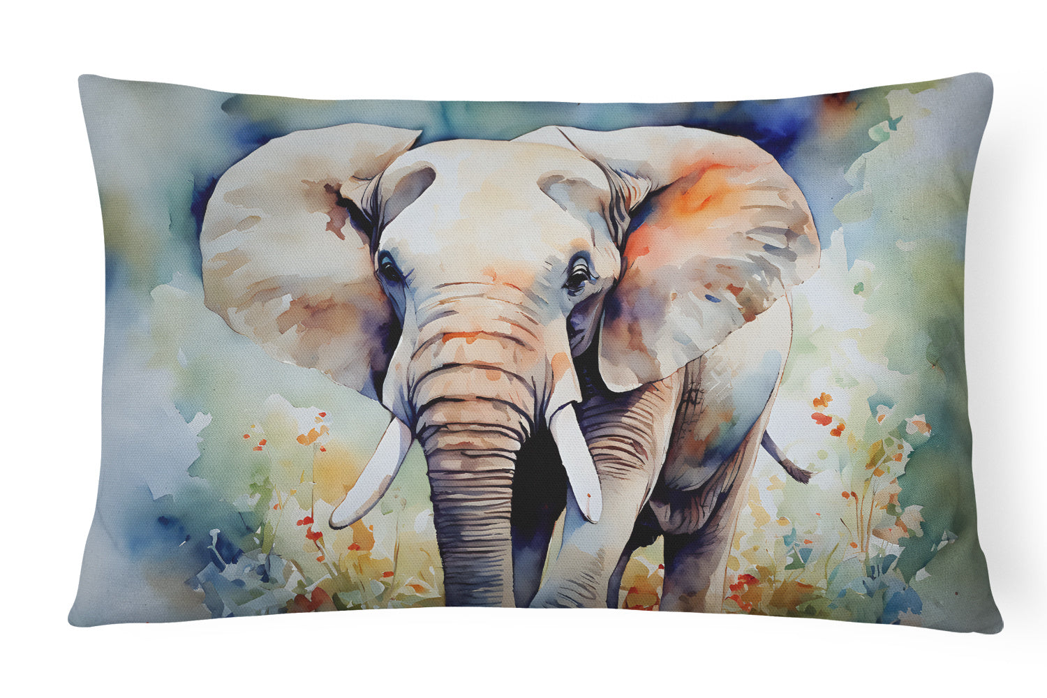 NEW Watercolor Wildlife Throw Pillow Throw Pillow for Indoor Couch Bed Outdoor Patio Washable, Elephant 2908,12Hx16W