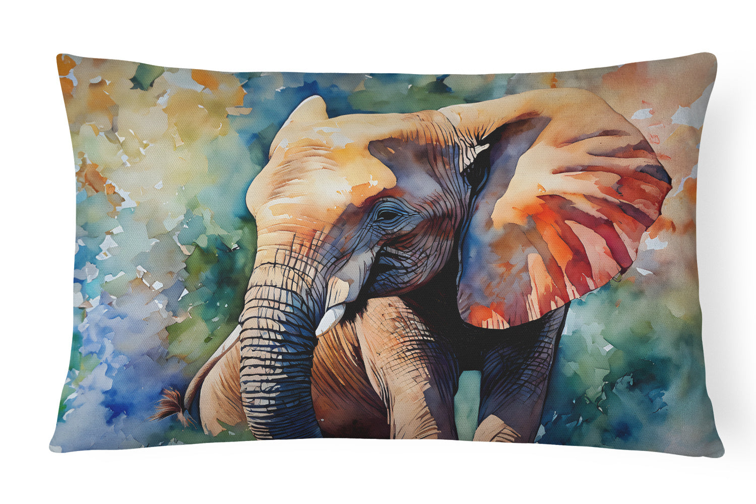 NEW Watercolor Wildlife Throw Pillow Throw Pillow for Indoor Couch Bed Outdoor Patio Washable, Elephant 2909,12Hx16W