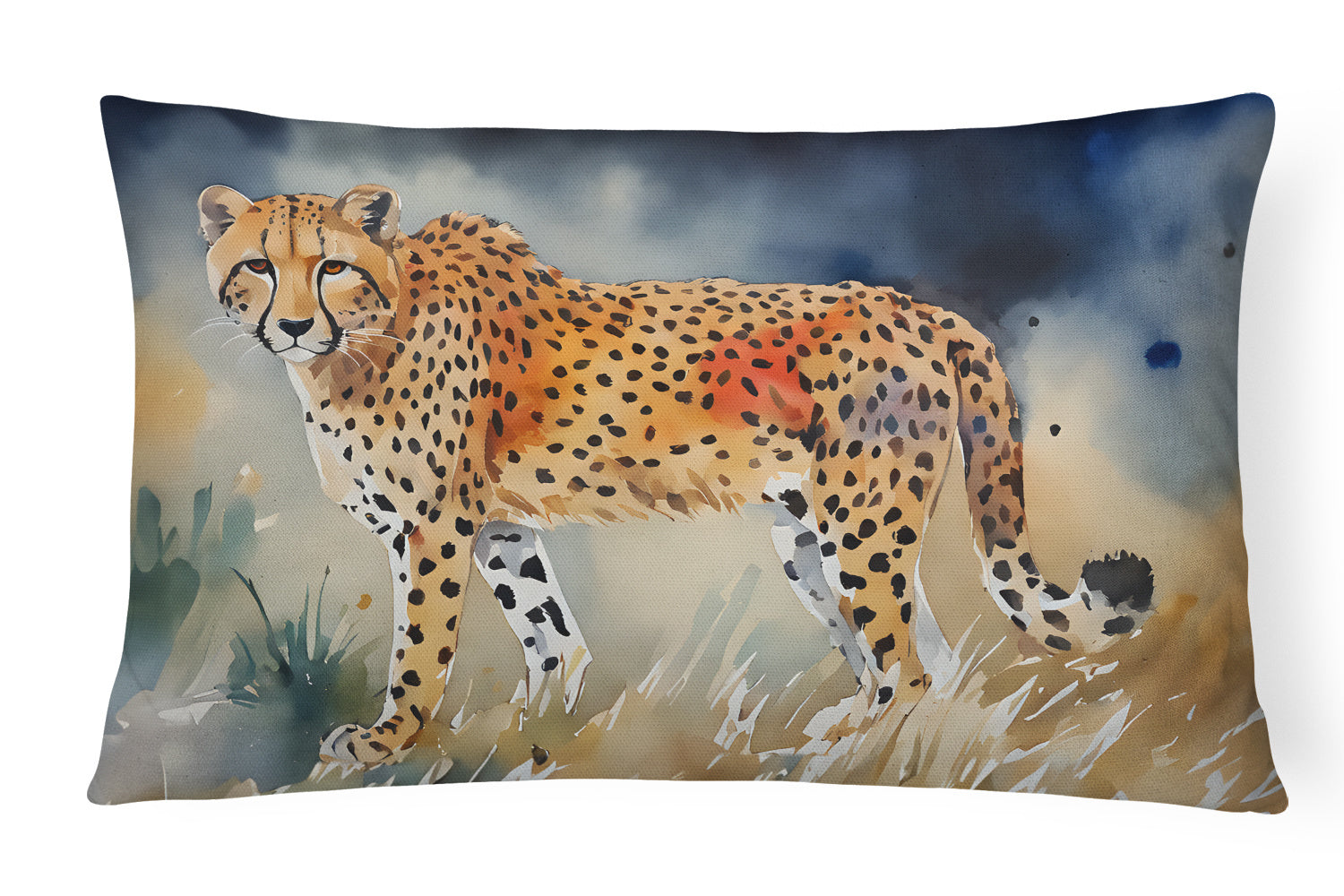 NEW Watercolor Wildlife Throw Pillow Throw Pillow for Indoor Couch Bed Outdoor Patio Washable, Cheetah 2890,12Hx16W