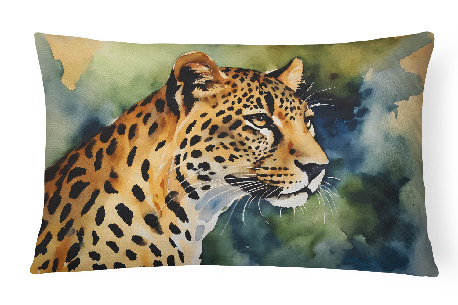 NEW Watercolor Wildlife Throw Pillow Throw Pillow for Indoor Couch Bed Outdoor Patio Washable, Leopard 2948,12Hx16W