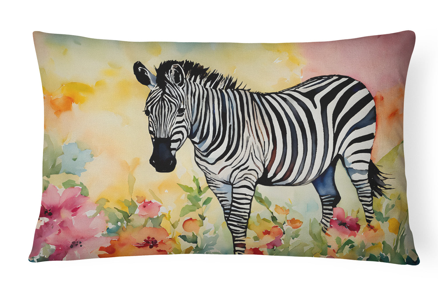 NEW Watercolor Wildlife Throw Pillow Throw Pillow for Indoor Couch Bed Outdoor Patio Washable, Zebra 3017,12Hx16W