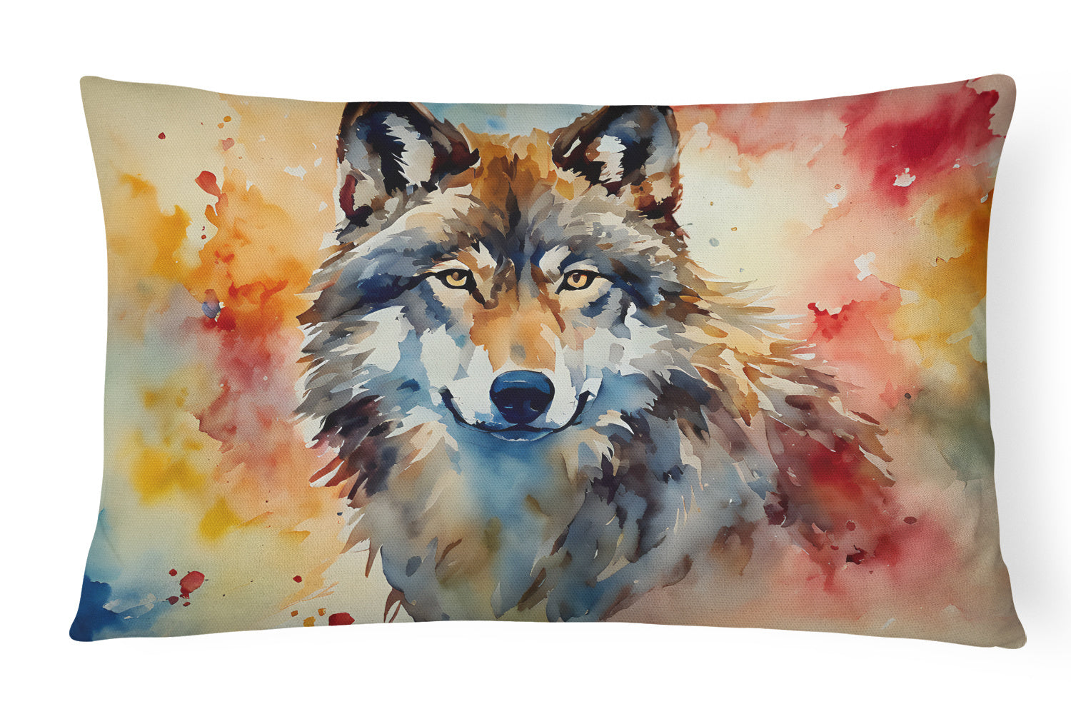 NEW Watercolor Wildlife Throw Pillow Throw Pillow for Indoor Couch Bed Outdoor Patio Washable, Wolves 3002,12Hx16W