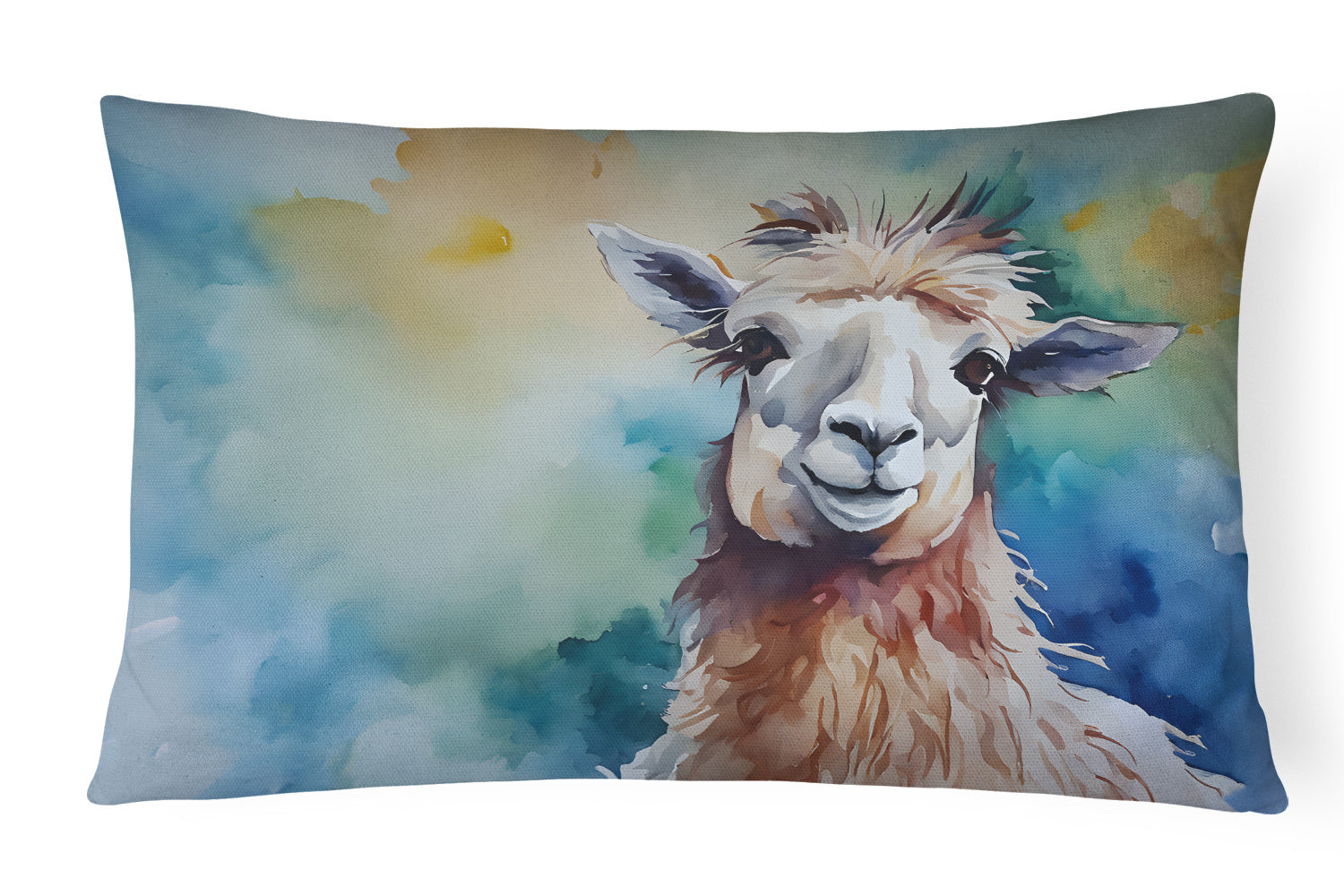 NEW Watercolor Wildlife Throw Pillow Throw Pillow for Indoor Couch Bed Outdoor Patio Washable, Llama 2960,12Hx16W