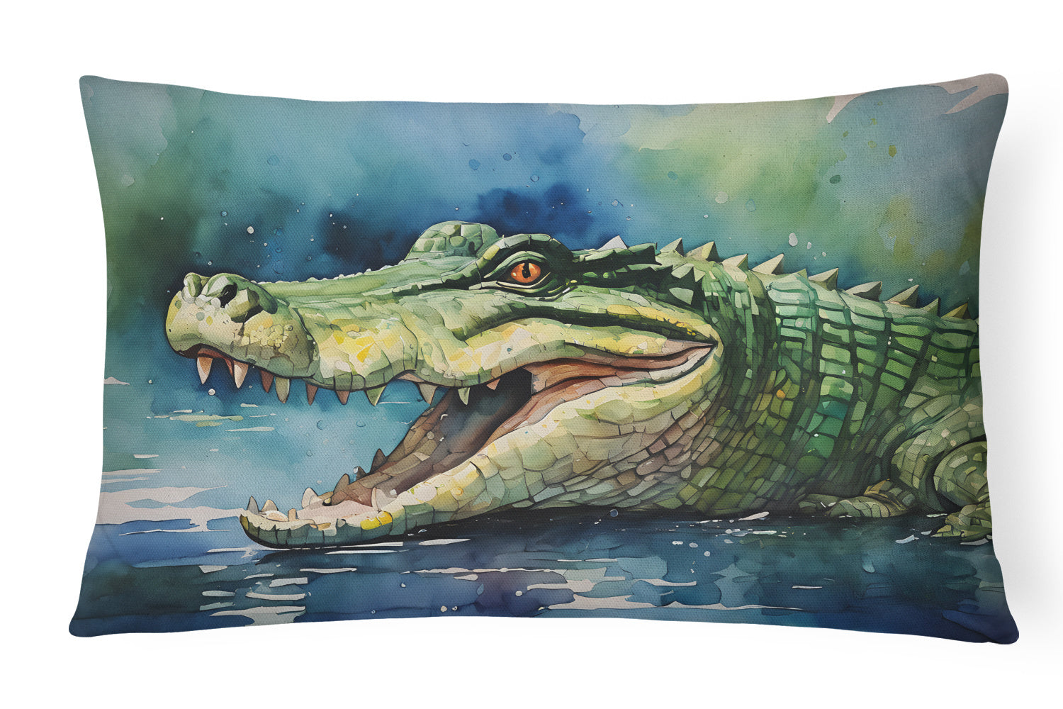 NEW Watercolor Wildlife Throw Pillow Throw Pillow for Indoor Couch Bed Outdoor Patio Washable, Crocodile 2898,12Hx16W