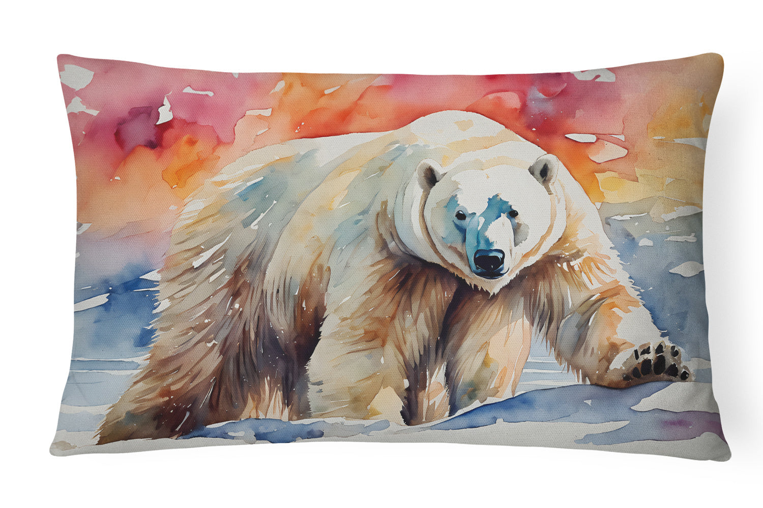 NEW Watercolor Wildlife Throw Pillow Throw Pillow for Indoor Couch Bed Outdoor Patio Washable, Polar Bear 2976,12Hx16W