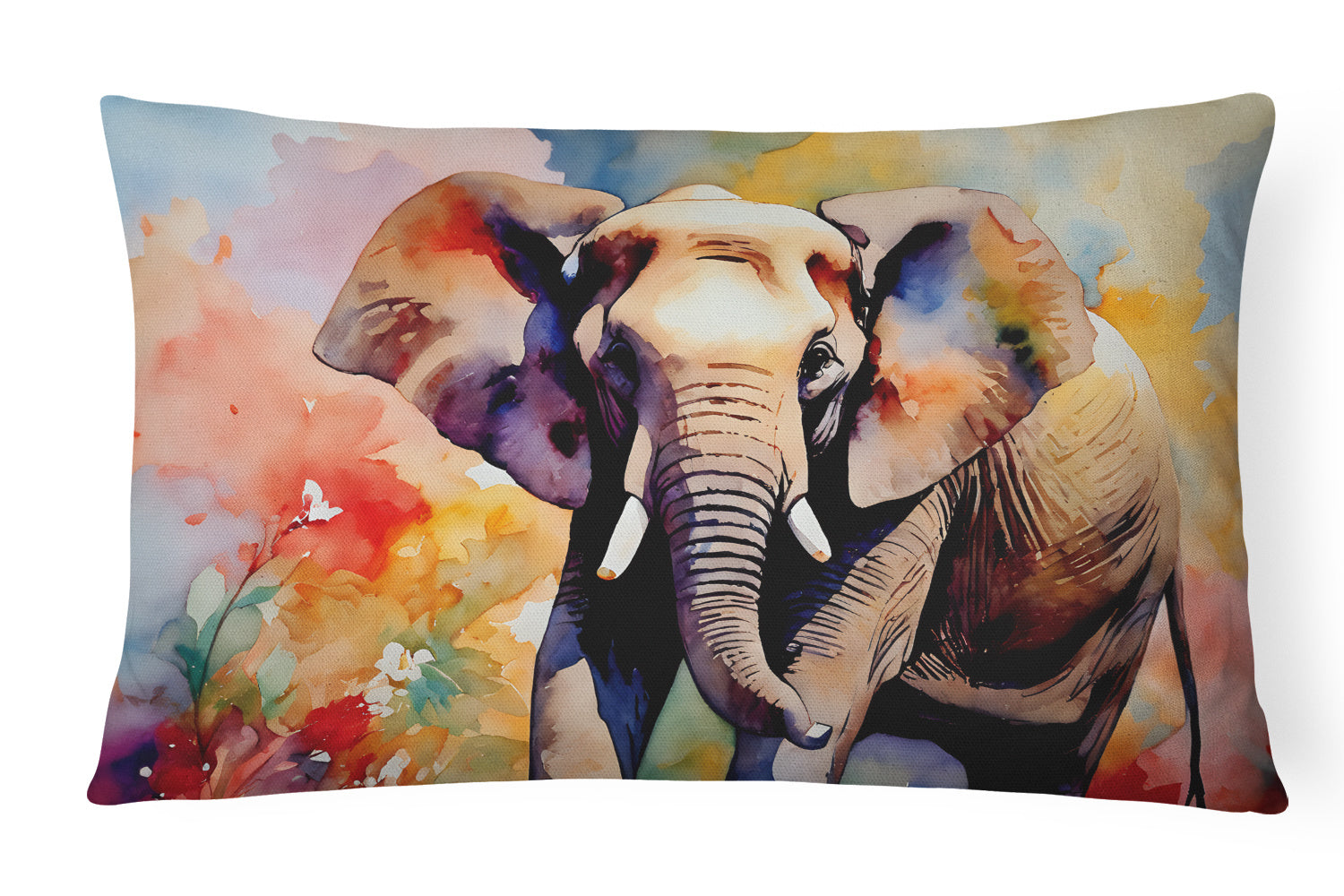 NEW Watercolor Wildlife Throw Pillow Throw Pillow for Indoor Couch Bed Outdoor Patio Washable, Elephant 2906,12Hx16W