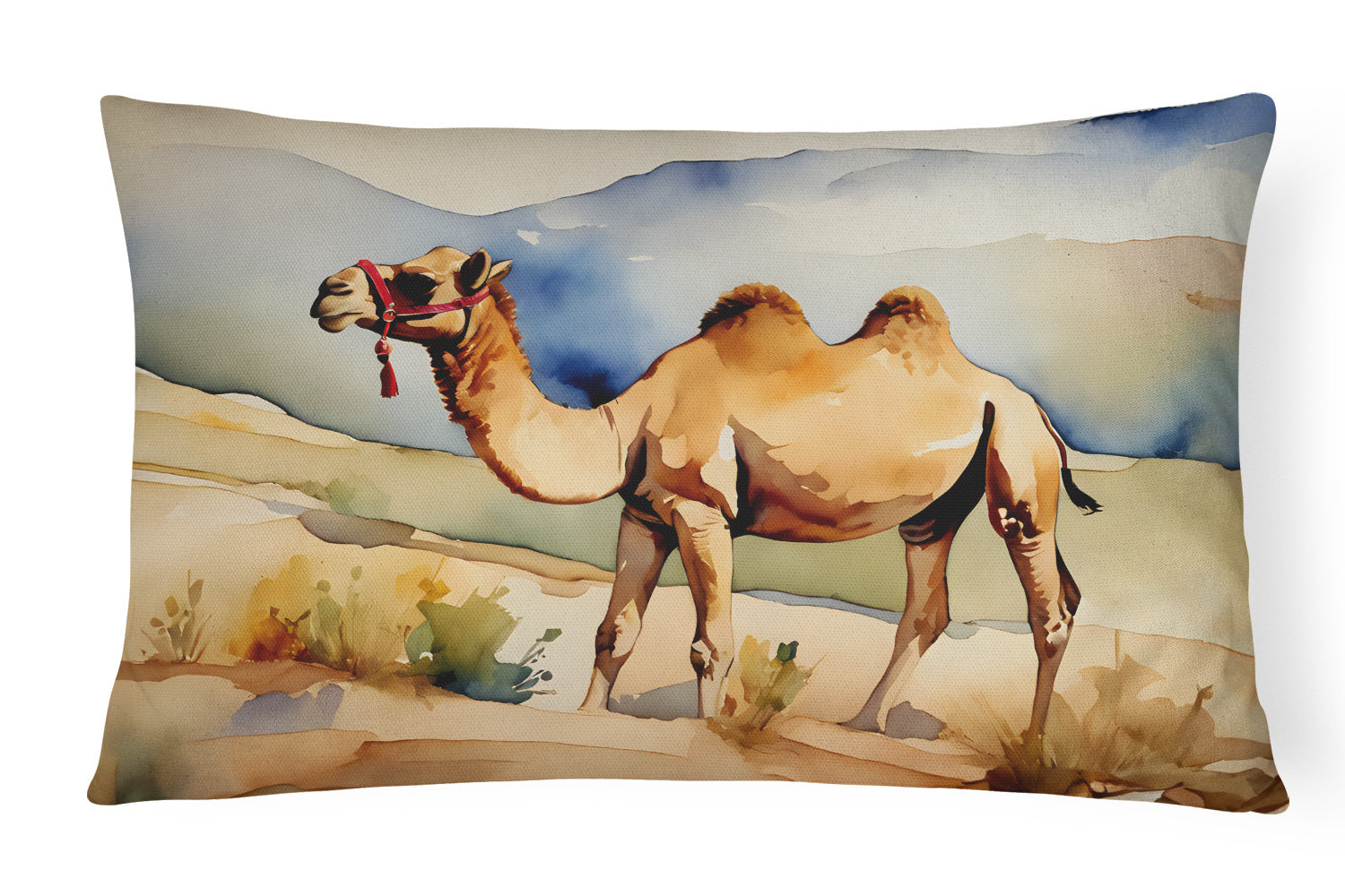 NEW Watercolor Wildlife Throw Pillow Throw Pillow for Indoor Couch Bed Outdoor Patio Washable, Camel 2886,12Hx16W