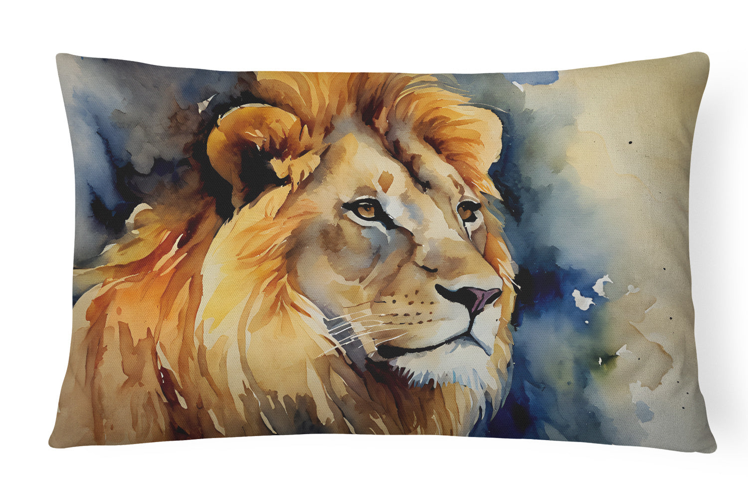 NEW Watercolor Wildlife Throw Pillow Throw Pillow for Indoor Couch Bed Outdoor Patio Washable, Lion 2954,12Hx16W