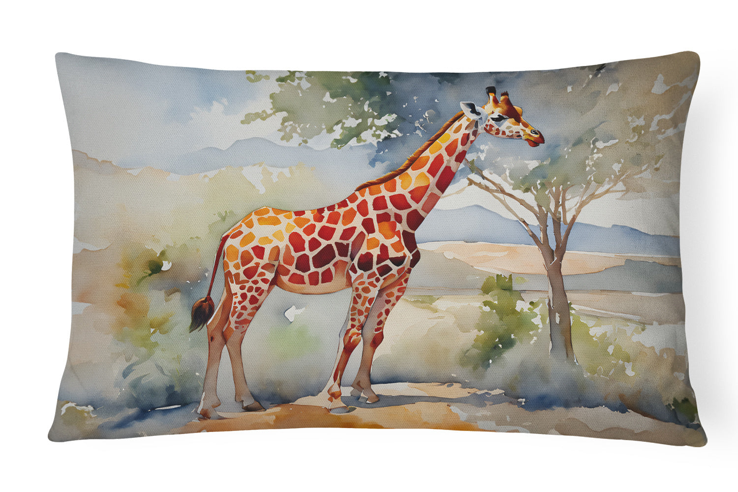 NEW Watercolor Wildlife Throw Pillow Throw Pillow for Indoor Couch Bed Outdoor Patio Washable, Giraffe 2912,12Hx16W