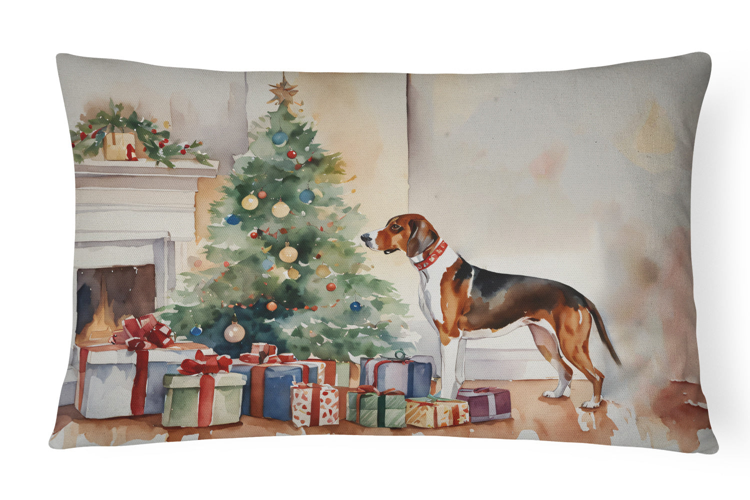 Cozy Christmas Throw Pillow Throw Pillow for Indoor Couch Bed Outdoor Patio Washable, American English Coonhound 2594,12Hx16W