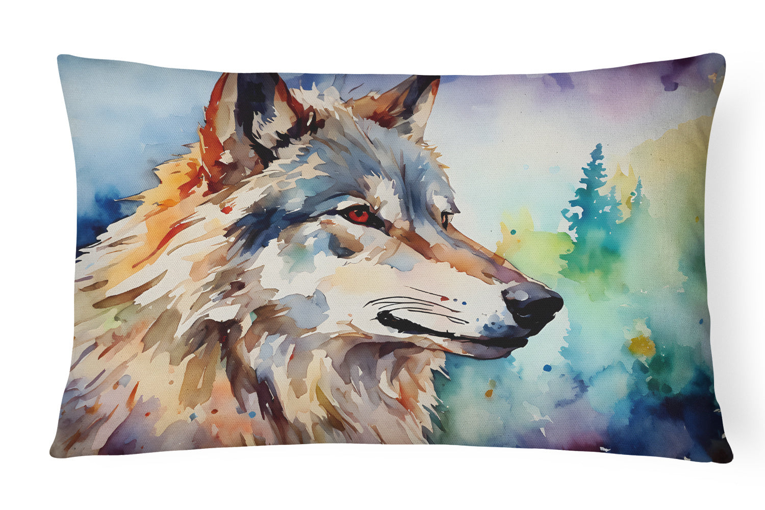 NEW Watercolor Wildlife Throw Pillow Throw Pillow for Indoor Couch Bed Outdoor Patio Washable, Wolves 3005,12Hx16W