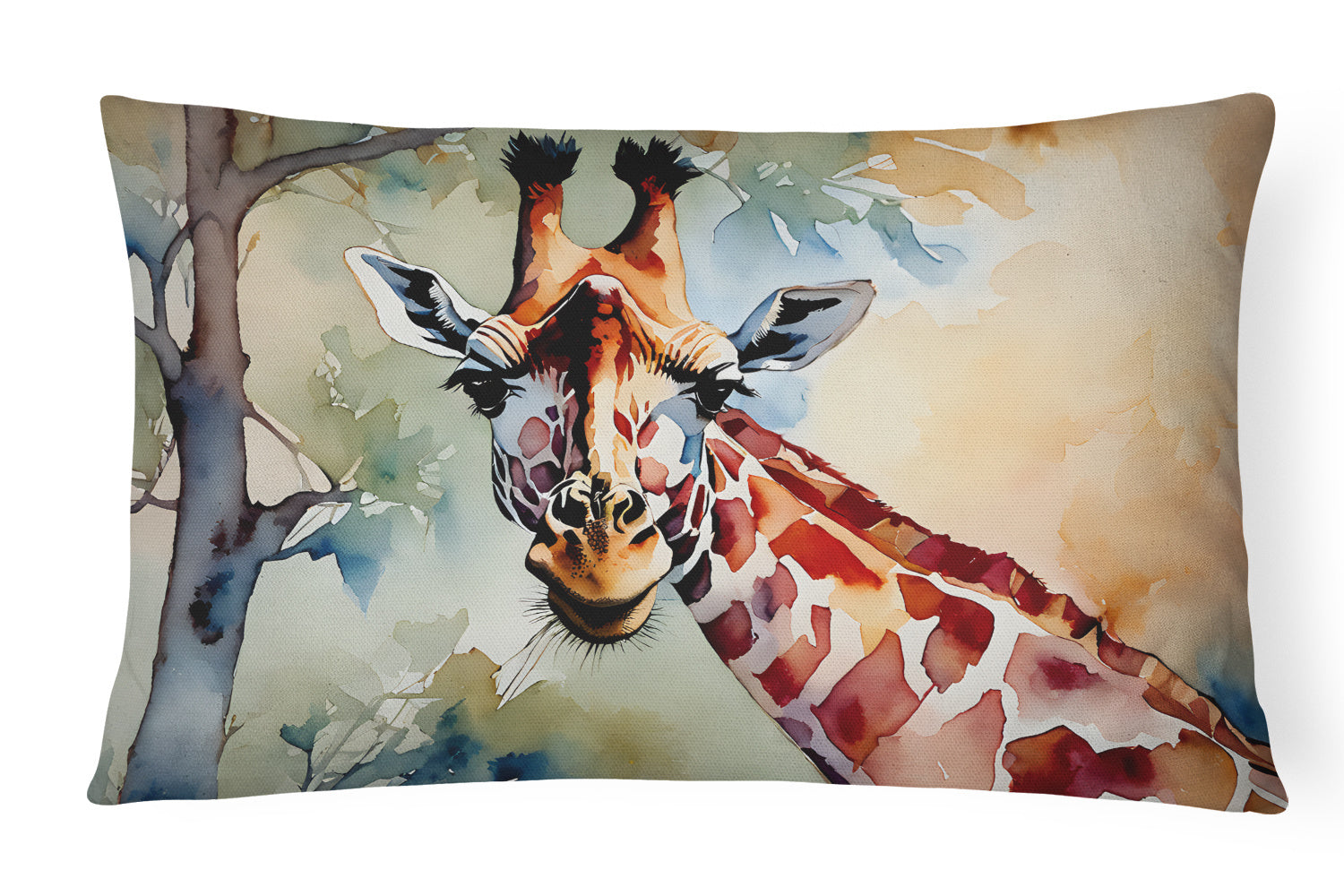 NEW Watercolor Wildlife Throw Pillow Throw Pillow for Indoor Couch Bed Outdoor Patio Washable, Giraffe 2914,12Hx16W