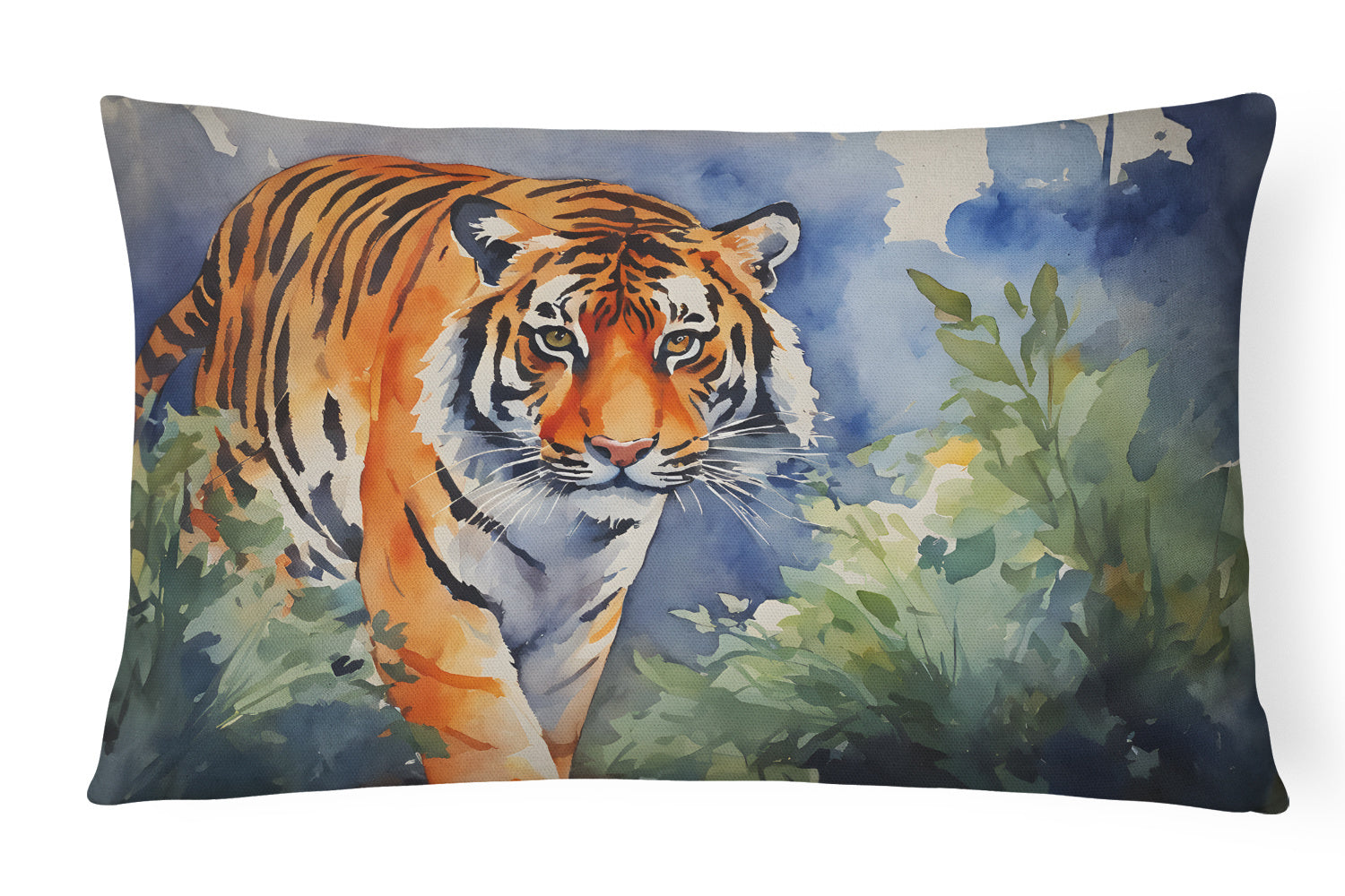 NEW Watercolor Wildlife Throw Pillow Throw Pillow for Indoor Couch Bed Outdoor Patio Washable, Bengal Tiger 2878,12Hx16W