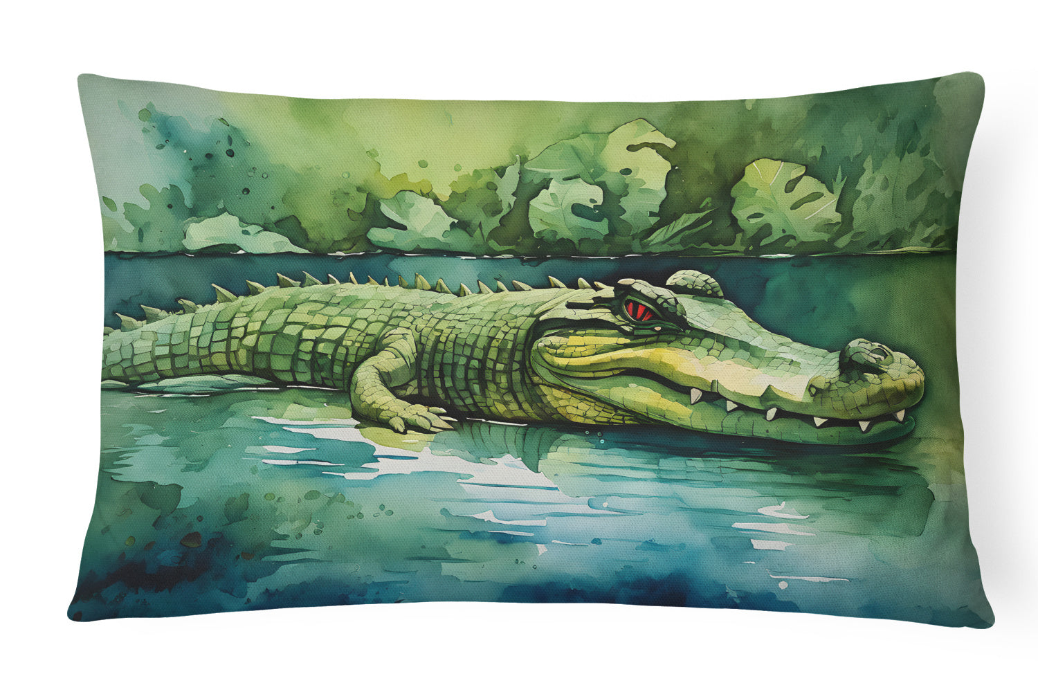 NEW Watercolor Wildlife Throw Pillow Throw Pillow for Indoor Couch Bed Outdoor Patio Washable, Crocodile 2899,12Hx16W