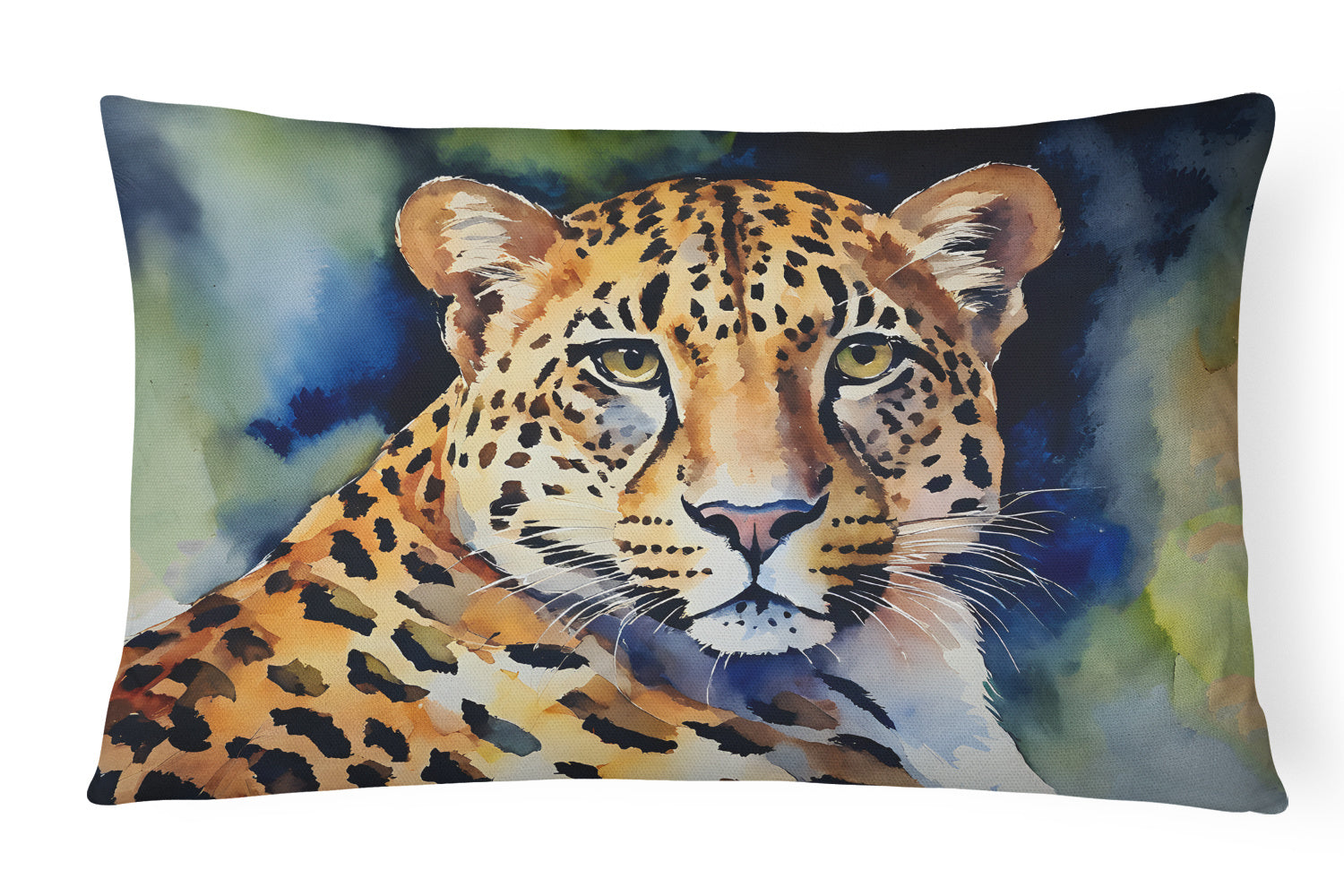 NEW Watercolor Wildlife Throw Pillow Throw Pillow for Indoor Couch Bed Outdoor Patio Washable, Leopard 2949,12Hx16W