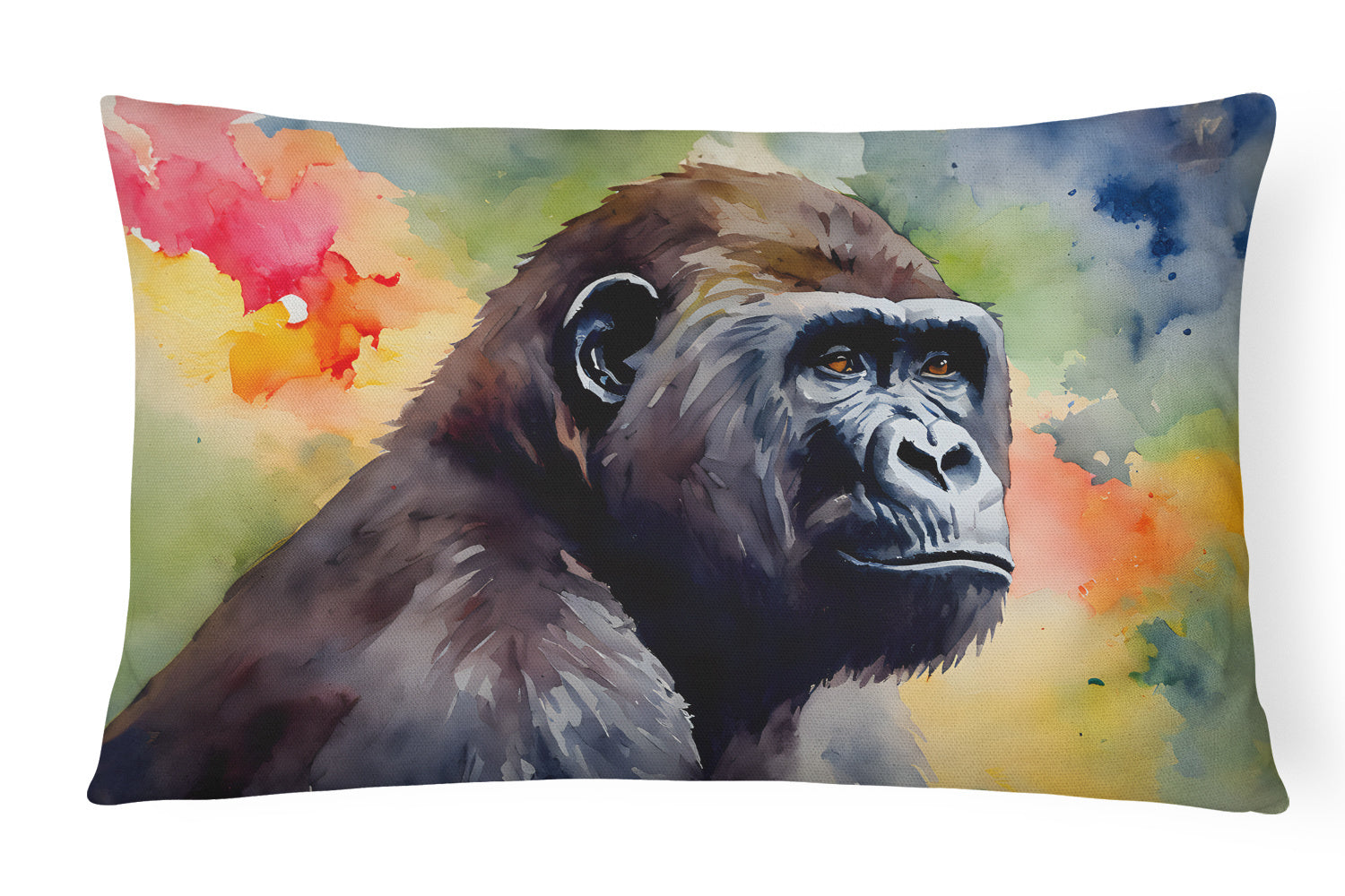 NEW Watercolor Wildlife Throw Pillow Throw Pillow for Indoor Couch Bed Outdoor Patio Washable, Gorilla 2920,12Hx16W