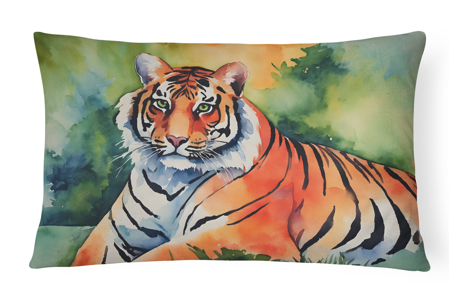 NEW Watercolor Wildlife Throw Pillow Throw Pillow for Indoor Couch Bed Outdoor Patio Washable, Bengal Tiger 2882,12Hx16W