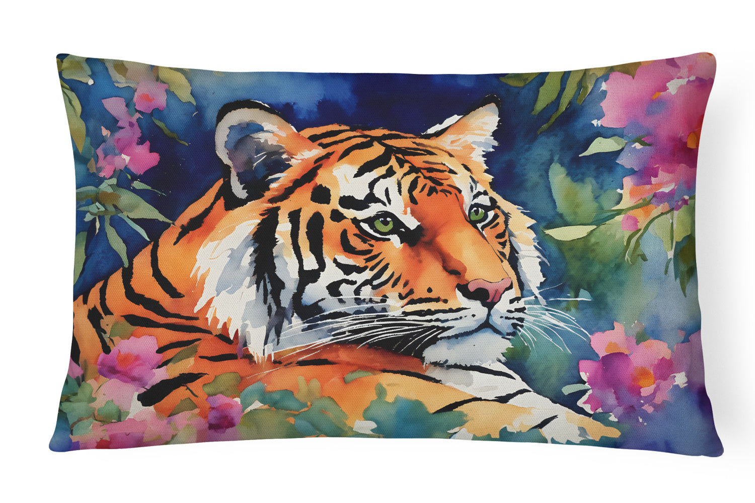 NEW Watercolor Wildlife Throw Pillow Throw Pillow for Indoor Couch Bed Outdoor Patio Washable, Bengal Tiger 2880,12Hx16W