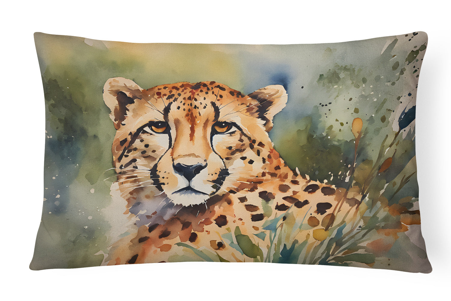 NEW Watercolor Wildlife Throw Pillow Throw Pillow for Indoor Couch Bed Outdoor Patio Washable, Cheetah 2887,12Hx16W