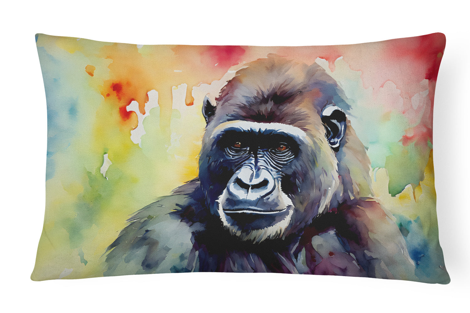 NEW Watercolor Wildlife Throw Pillow Throw Pillow for Indoor Couch Bed Outdoor Patio Washable, Gorilla 2918,12Hx16W