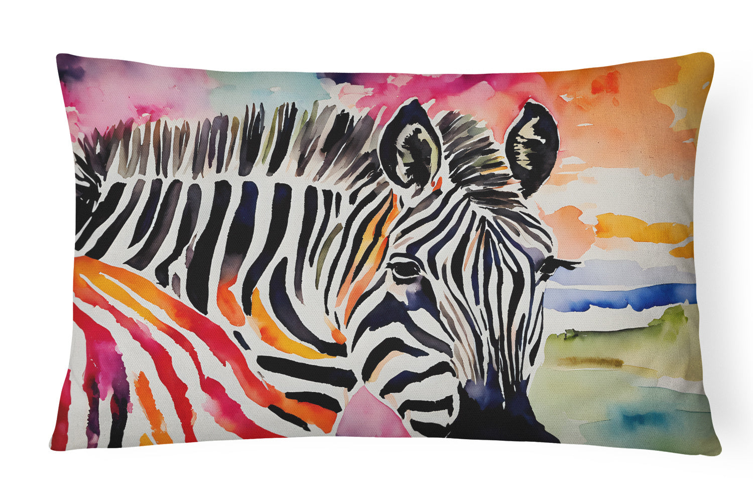 NEW Watercolor Wildlife Throw Pillow Throw Pillow for Indoor Couch Bed Outdoor Patio Washable, Zebra 3015,12Hx16W