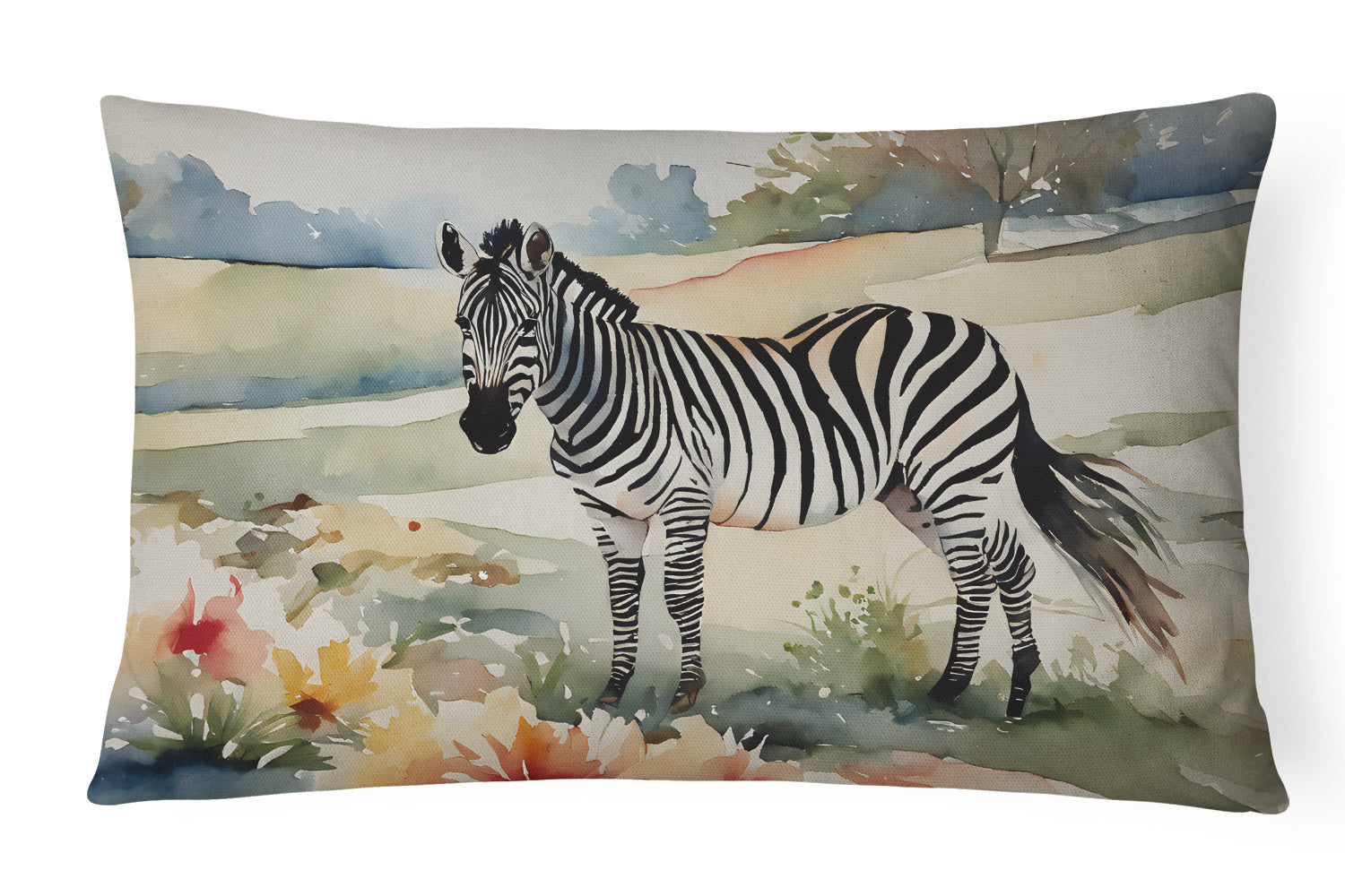 NEW Watercolor Wildlife Throw Pillow Throw Pillow for Indoor Couch Bed Outdoor Patio Washable, Zebra 3016,12Hx16W