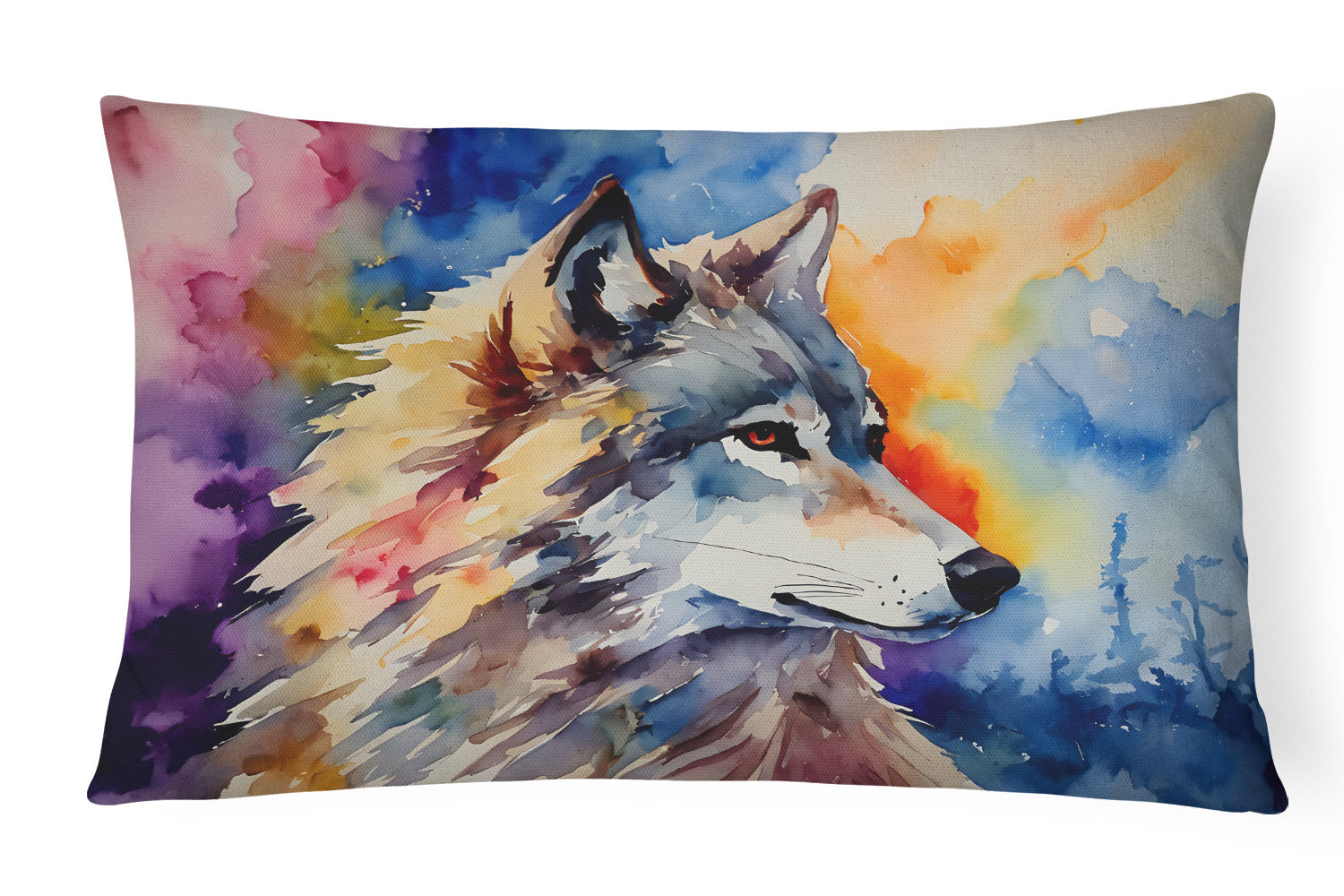 NEW Watercolor Wildlife Throw Pillow Throw Pillow for Indoor Couch Bed Outdoor Patio Washable, Wolves 3008,12Hx16W