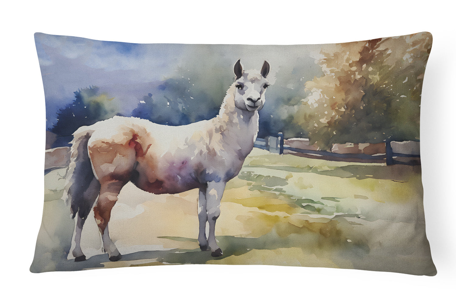 NEW Watercolor Wildlife Throw Pillow Throw Pillow for Indoor Couch Bed Outdoor Patio Washable, Llama 2959,12Hx16W