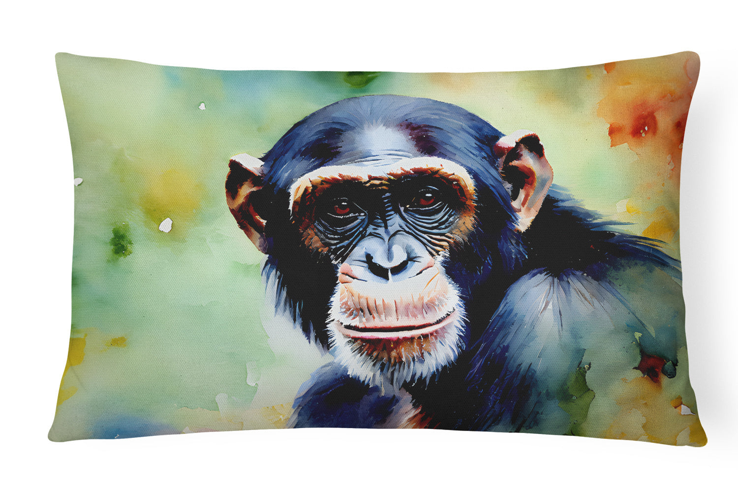 NEW Watercolor Wildlife Throw Pillow Throw Pillow for Indoor Couch Bed Outdoor Patio Washable, Chimpanzee 2896,12Hx16W