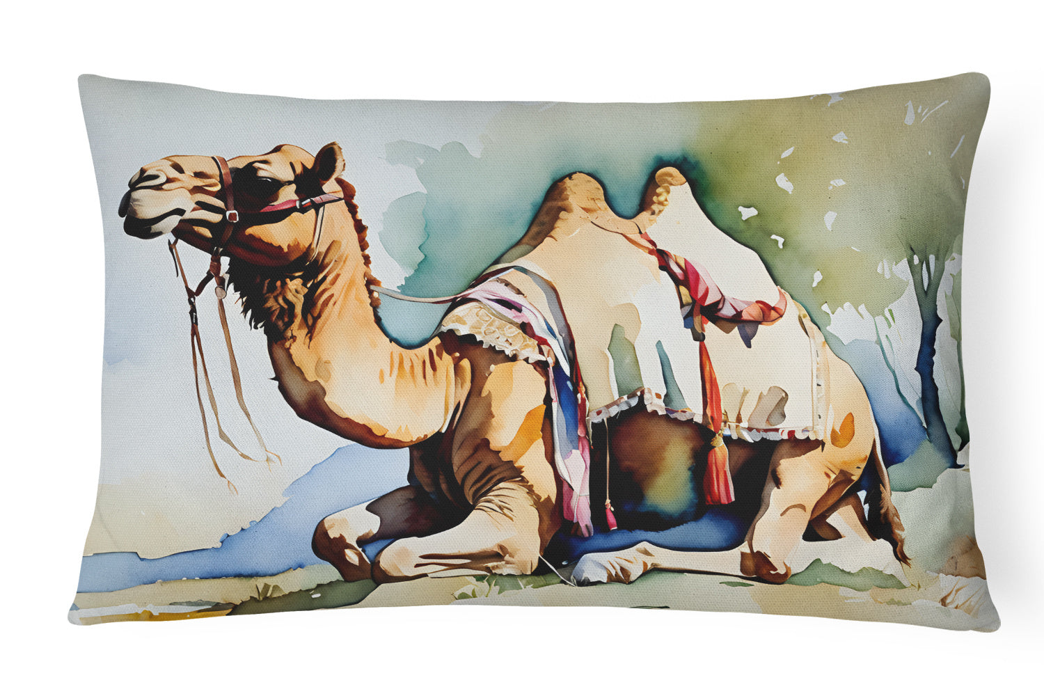 NEW Watercolor Wildlife Throw Pillow Throw Pillow for Indoor Couch Bed Outdoor Patio Washable, Camel 2885,12Hx16W