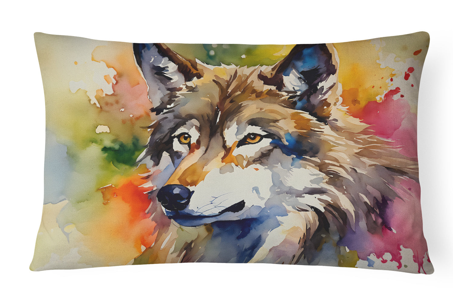 NEW Watercolor Wildlife Throw Pillow Throw Pillow for Indoor Couch Bed Outdoor Patio Washable, Wolves 3006,12Hx16W