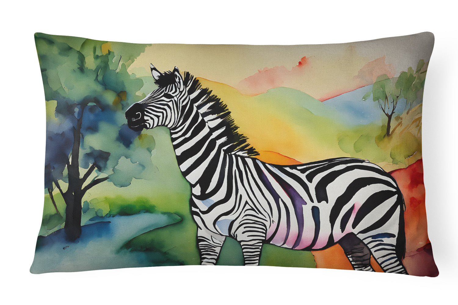 NEW Watercolor Wildlife Throw Pillow Throw Pillow for Indoor Couch Bed Outdoor Patio Washable, Zebra 3013,12Hx16W