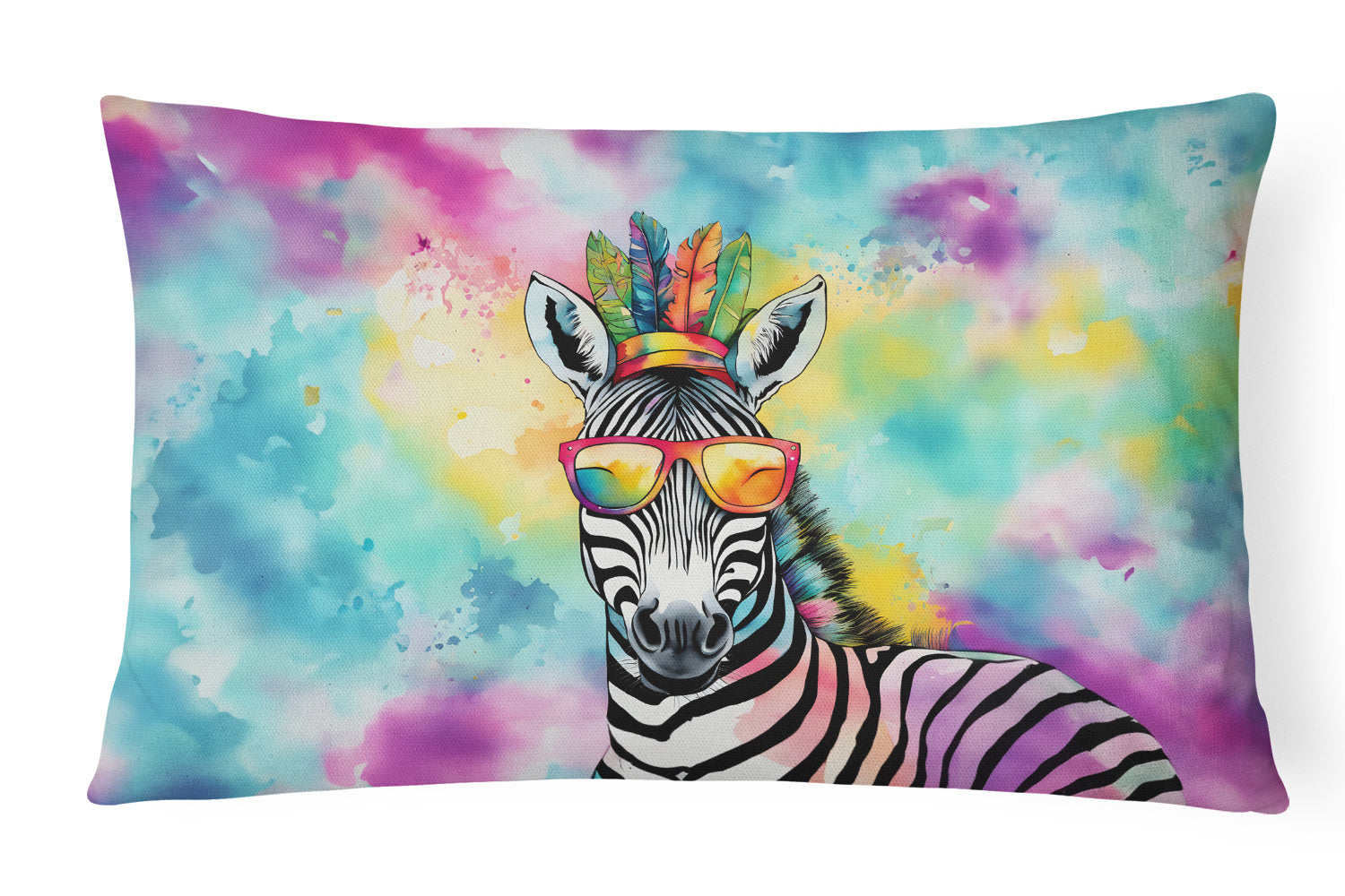 Hippie Animals Throw Pillow Throw Pillow for Indoor Couch Bed Outdoor Patio Washable, Zebra 4054,12Hx16W