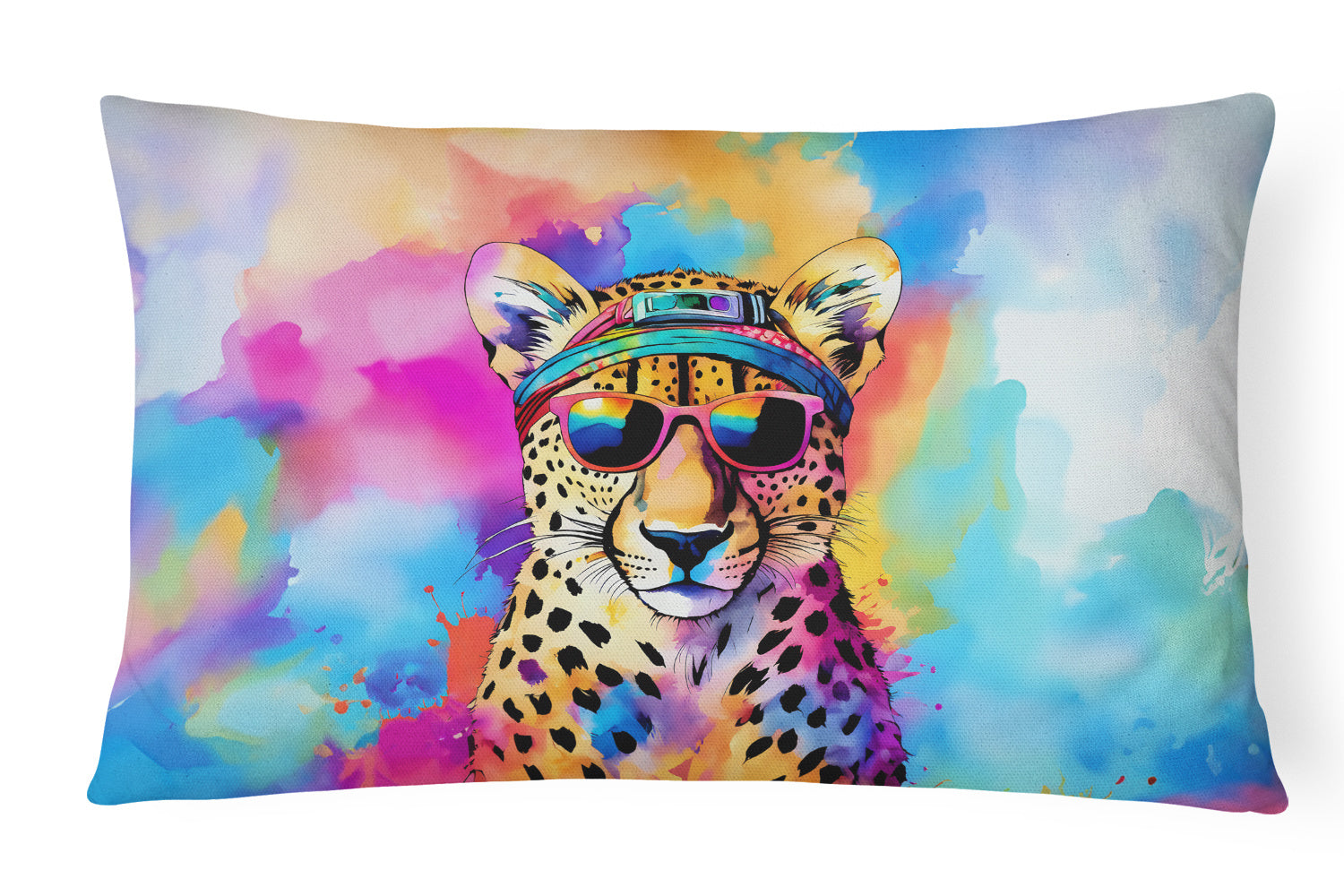 Hippie Animals Throw Pillow Throw Pillow for Indoor Couch Bed Outdoor Patio Washable, Cheetah 3969,12Hx16W