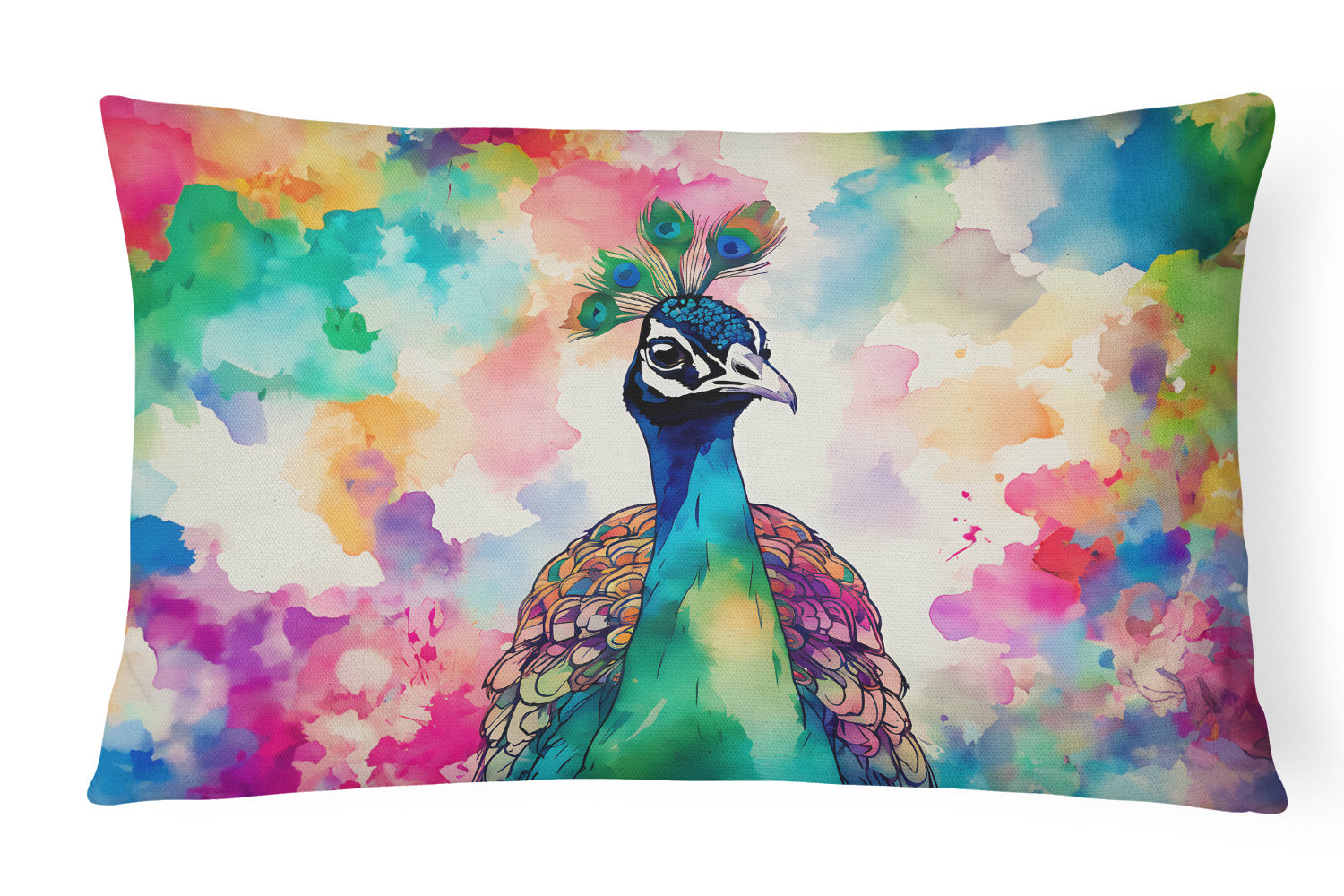 Hippie Animals Throw Pillow Throw Pillow for Indoor Couch Bed Outdoor Patio Washable, Peacock 4021,12Hx16W