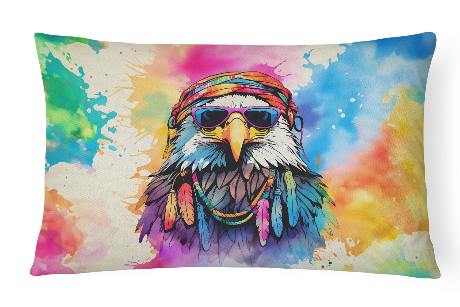 Hippie Animals Throw Pillow Throw Pillow for Indoor Couch Bed Outdoor Patio Washable, Eagle 3979,12Hx16W