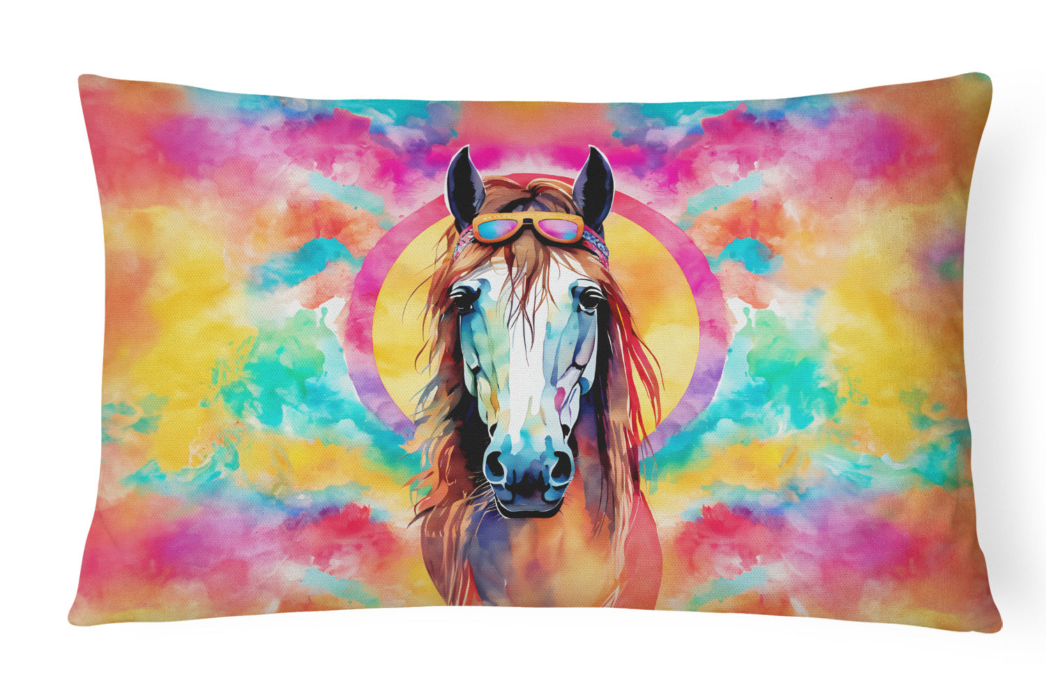 Hippie Animals Throw Pillow Throw Pillow for Indoor Couch Bed Outdoor Patio Washable, Horse 3997,12Hx16W