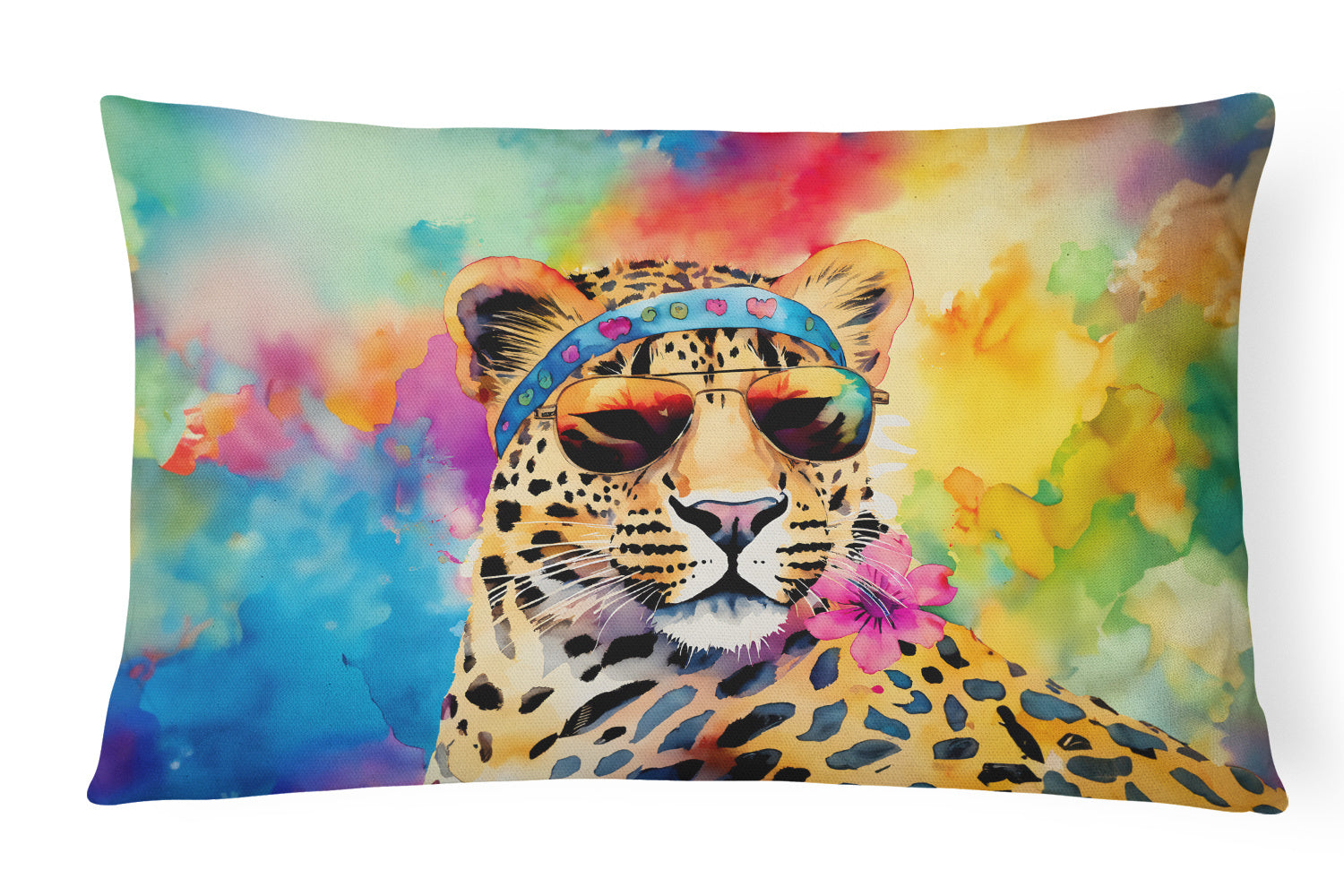 Hippie Animals Throw Pillow Throw Pillow for Indoor Couch Bed Outdoor Patio Washable, Leopard 4002,12Hx16W