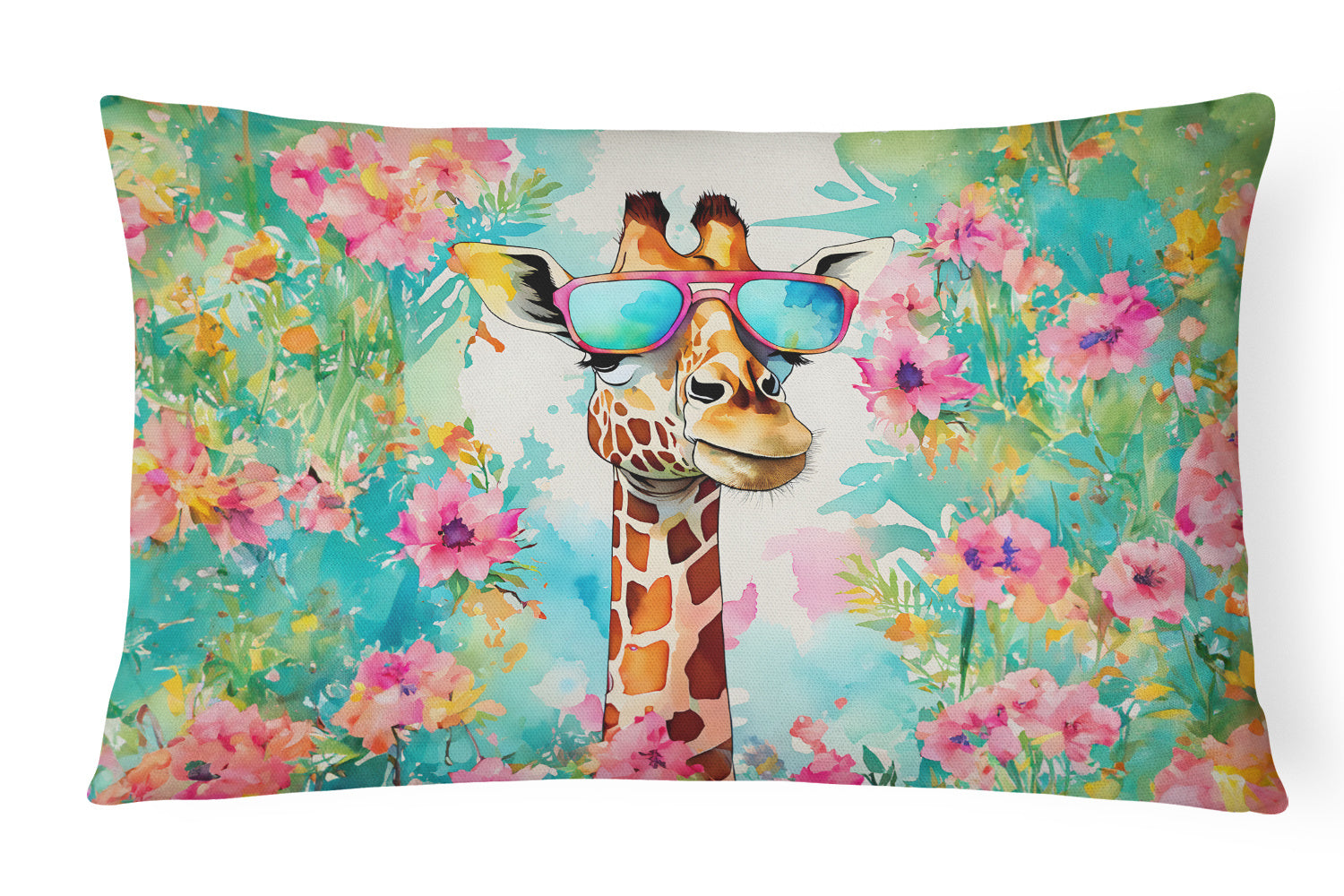 Hippie Animals Throw Pillow Throw Pillow for Indoor Couch Bed Outdoor Patio Washable, Giraffe 3986,12Hx16W