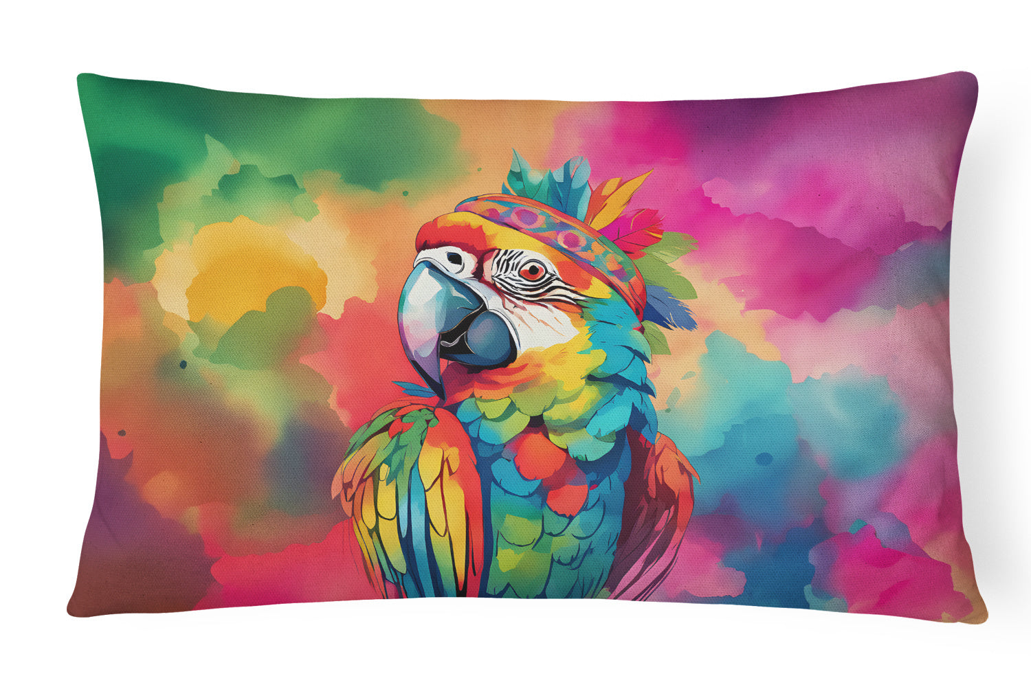 Hippie Animals Throw Pillow Throw Pillow for Indoor Couch Bed Outdoor Patio Washable, Parrot 4019,12Hx16W