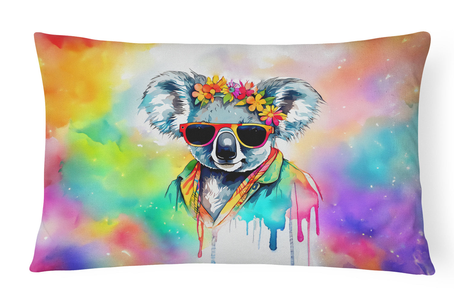 Hippie Animals Throw Pillow Throw Pillow for Indoor Couch Bed Outdoor Patio Washable, Koala 4000,12Hx16W