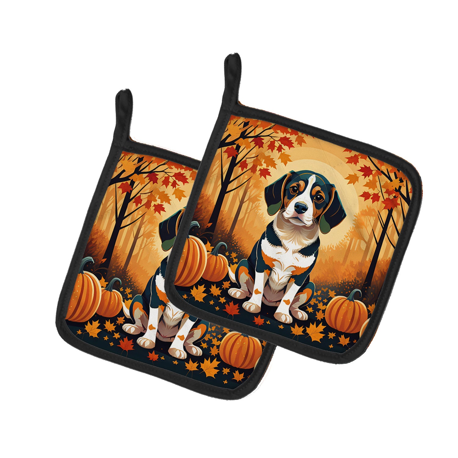 Beagle Fall Pair of Pot Holders Kitchen Heat Resistant Pot Holders Sets Oven Hot Pads for Cooking Baking BBQ, 7 1/2 x 7 1/2