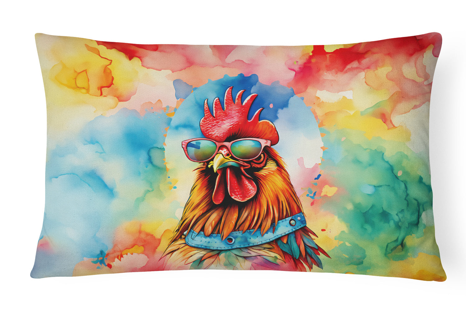 Hippie Animals Throw Pillow Throw Pillow for Indoor Couch Bed Outdoor Patio Washable, Rooster 4011,12Hx16W